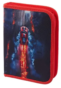 Пенал 1 отделение "Foggy car" с наполнением, 21*14см, 24 предмета