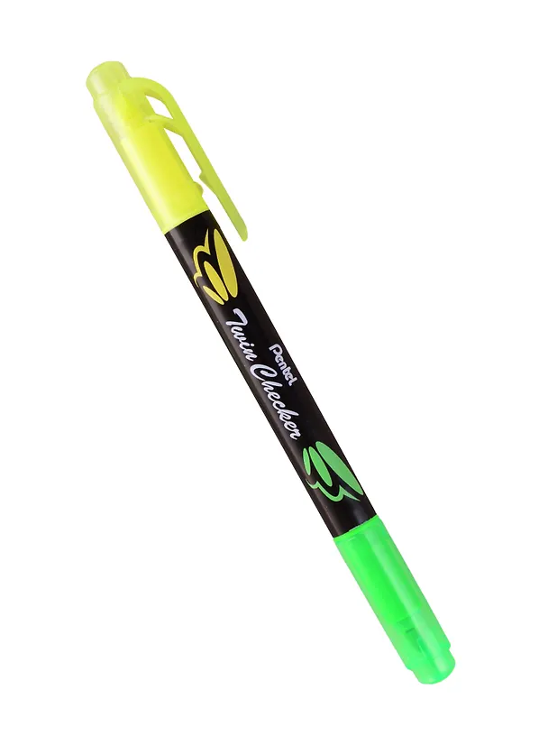 Текстовыделитель Pentel, Twin Checker, двухсторонний жёлтый, салатовый 254298 — 2