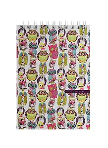 Блокнот А6 80л кл. "Орнамент. Веселые совы" 7БЦ, глянц.ламинация, евроспираль, Listoff