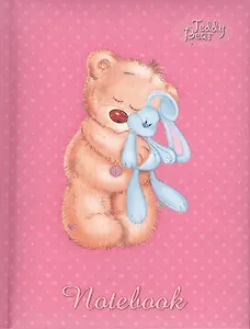 Записная книжка А6 48л лин. "Мишка Тедди и зайчик" 7БЦ, поролон, мат.ламинация, блестки, цв.блок, Listoff