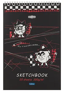 Скетчбук А4 20л "Смешарики" черн. внутр блок, 200г/м2, тв.обложка, спираль