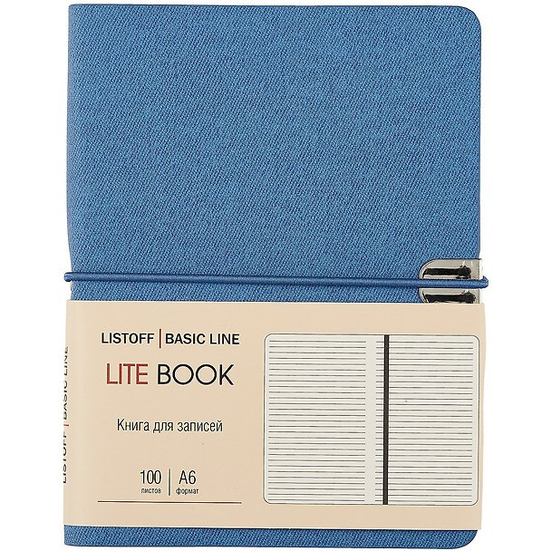 Записная книжка «Lite Book. Синий» А6, 100 листов в линейку, экокожа, Listoff 2878214 — 1