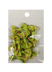 Бантики пришивные с рисунком в цветочек (10шт), салатовый (11-01055-10)