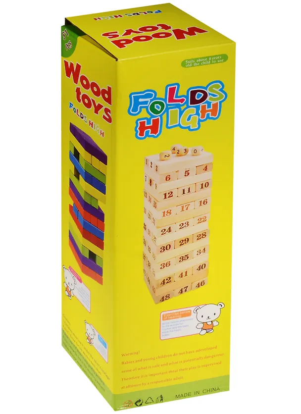 Игра Построй башню. Неокрашенные деревянные блоки в коробке с окошком 48 деталей QM-028 2477039 — 2