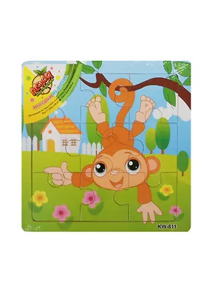 Пазл малый квадратный Обезьянка (155581) (9 элементов) (дерево) (3+) (упаковка) 2475288