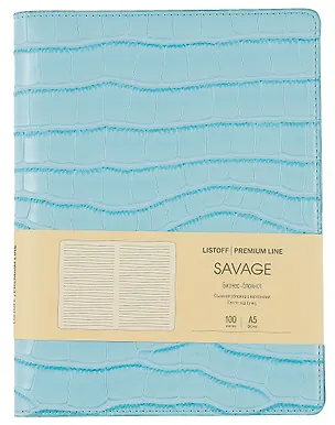 Книга для записей А5 100л лин. "Savage. Голубой" евроспираль, иск.кожа, тонир.блок., тиснение серебр.фольгой, петля д/ручки, кармашки 3018245