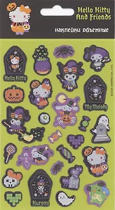 Наклейки объемные 110х200 "Хеллоу Китти и друзья Хэллоуин пиксель"