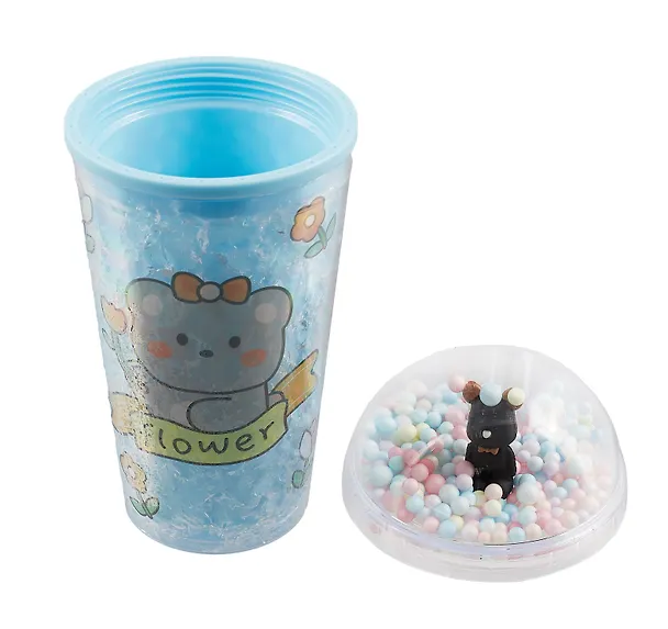 Стакан с крышкой Мишка Kawaii (пластик) (450мл) (12-16064-TER16) 3020052 — 4