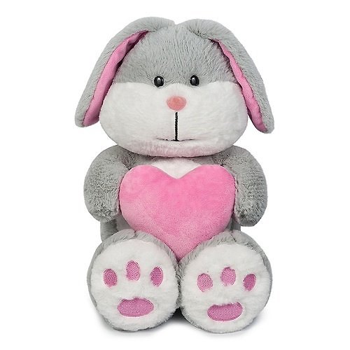 Игрушка мягкая, Maxitoys Зайка Серый с Сердцем 23см, цвет-серый, розовый 339321 — 1