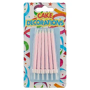 Набор свечей для торта Спираль (розовые) (6шт) (8см)