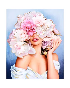 Холст с красками по номерам с поталью "Девушка в пионах", 40 х 50 см
