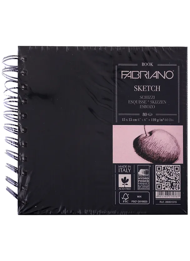 Блокнот для зарисовок 15*15см 80л "Sketchbook" спираль, 110г/м2, Fabriano  2932147 — 1