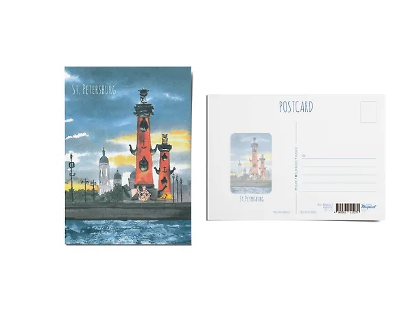 Почтовая открытка "Ростральные колонны", акварель 3009548 — 1
