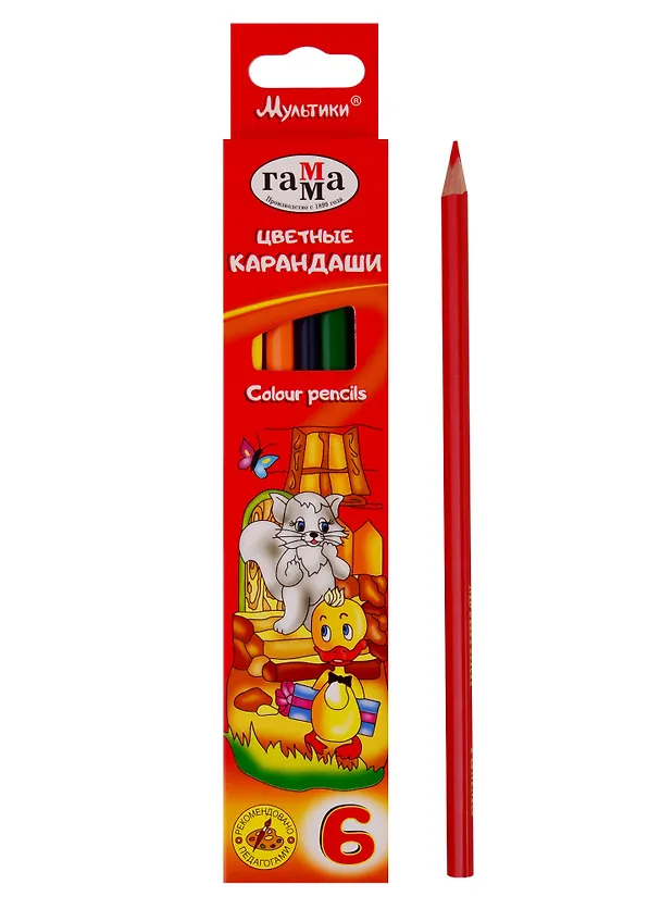 Карандаши цветные Гамма, "Мультики", 6 цветов 251170 — 3