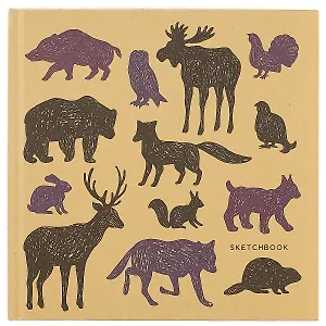 Скетчбук «Яркие наброски (животные)», 80 листов, 19.5 х 19.5 см