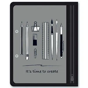 Папка для канцелярских принадлежностей А5 (25,5*20,5) Феникс+ Канцелярия на сером, 1отд., пластик 350989