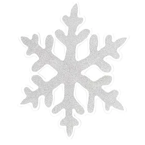 Наклейка новогодняя Снежинка (серебро) (15х15) (глиттер)