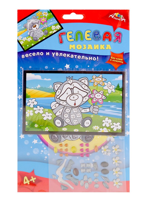 Набор д/творчества МОЗАИКА гелевая, А6, Енот 2793053 — 1