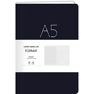 Книга для записей А5 80л лин. "Format" черн.иск.кожа, интегр.переплет, тиснение фольгой, скругл.углы, инд.уп. 2947923