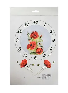 Рисовая карта для декупажа Циферблат с маками (АМ400088) (21х29см) (упаковка)