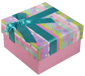 Коробка подарочная "Полосы с цветами" 11*11*6см