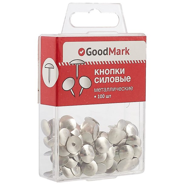 Кнопки силовые GoodMark, 100 штук, белый металл 240849 — 1