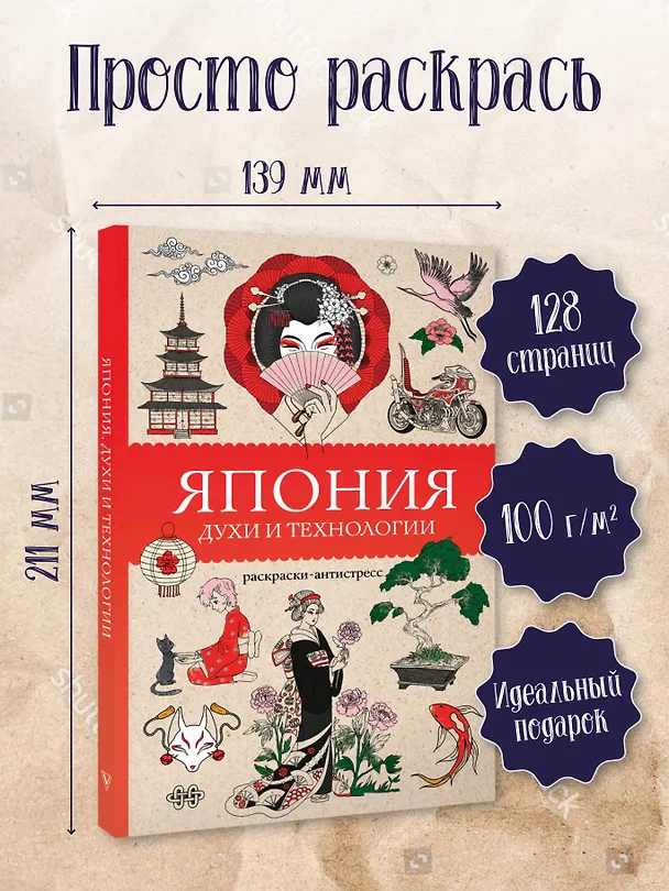 Книга Япония. Духи и технологии. Раскраска антистресс (Матильда Андерсен) — 5