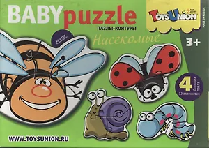 Пазлы-контуры ToysUnion Насекомые 4 пазла, 12эл. 00-604
