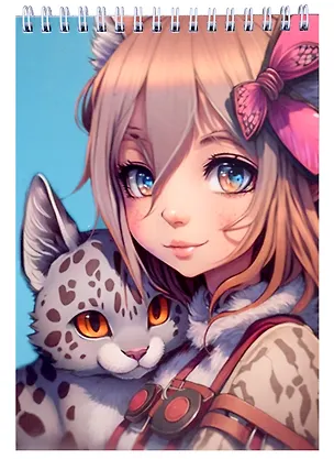 Блокнот А5 60л кл. " Аниме Animals girl" спираль 3000137