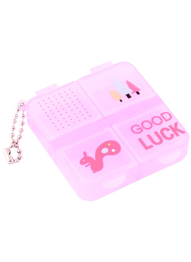 Таблетница с цепочкой квадратная 4 секции Зверюшки Good Luck (пластик) (6х6) 2941890 — 1