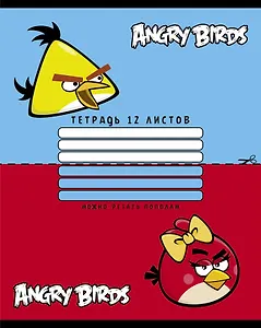 Тетрадь в клетку Angry Birds, 12 листов, в ассортименте
