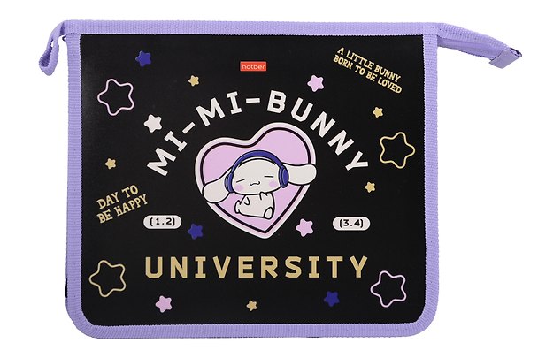 Папка для тетрадей «Mi-Mi Bunny» А5, пластик, на молнии, 2 отделения, Hatber 3148286 — 1