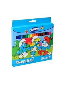 Фломастеры 18цв «Смурфики» вент.колпачок, к/у, подвес, РОСМЭН