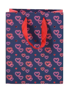 Пакет А5 23*18*10 "Сердечки" жен., тиснение фольгой, бум.мат.ламинат