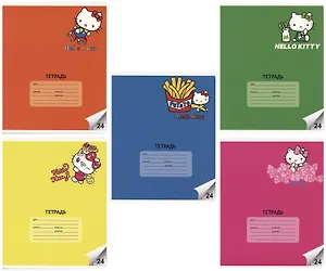 Тетрадь в клетку Hello Kitty, 24 листа, в ассортименте