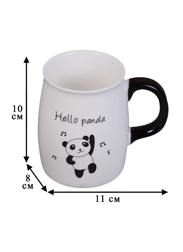 Кружка с крышкой и ложкой Hello Panda (керамика) (400мл) 2619281 — 3