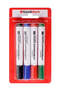Маркеры для доски 3 цвета 5мм, толстый корпус, блистер, Goodmark