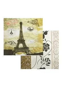 Набор салфеток для декупажа Эйфелева башня на бежевом/Узоры цветов (335338/335487) (3/90000247