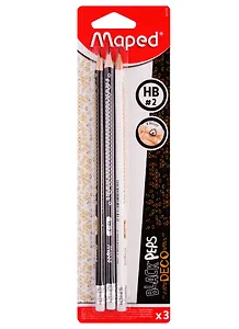 Карандаши Maped, Deco, чернографитные с ластиком 3 штуки