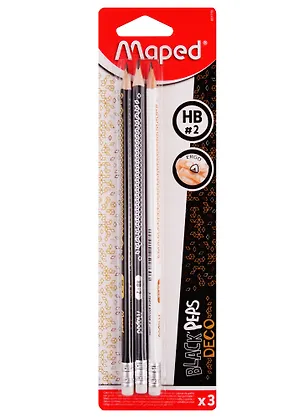 Карандаши Maped, Deco, чернографитные с ластиком 3 штуки 249208