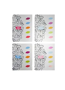 Тетрадь В5 120л кл. "Листочки" бел.пласт.обл., вырубка, 4 цв.разделителя, инд.уп., ассорти