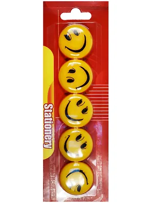 Магниты 05шт 35мм "Смайлики", блистер, HighHope 241274