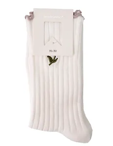 Носки Ромашка с волнистой каемкой белые (высокие) (35-39) (хлопок, полиэстер) (12-Xinqiao-202505-S19)