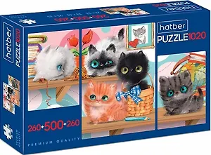 Пазл Premium "Кошарики", 1020 элементов, 3 картинки в 1 коробке