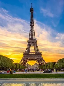 Холст с красками по номерам 30х40см ТМ Рыжий кот Палитра Эйфелева башня на закате (Арт. Х-2299)