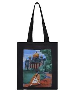 Сумка-шоппер СПб Ноксо Наедине с Петербургом Исаакиевский (черная) (текстиль) (40х32) (СК2025-304)