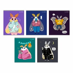 Тетрадь 48л кл. "Привет, я Моль!" мел.картон, мат.ВД-лак, многоур.конгрев, выб.УФ-лак, ассорти