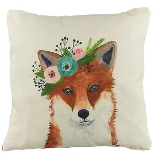 Подушка Лиса с цветами акварель(текстиль)(43х43) 2646343