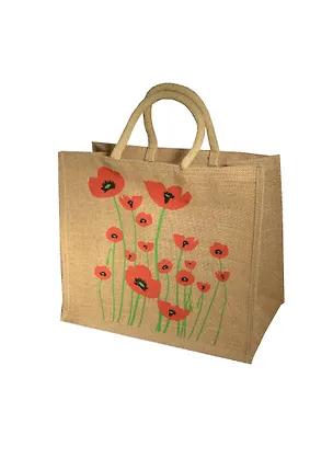 Джутовая сумка "Восточные цветы" 43x34x19 см, длина ручки- 36 см, PB1476 2373673