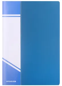 Папка с файлами А5, 20 файлов, пластик, синяя, inФОРМАТ